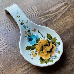 Blue and Yellow Floral Spoon Rest